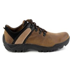 Olivier Skórzane buty trekkingowe męskie 311GT brązowe pomarańczowe. Brązowe trekkingi męskie ze skóry, bez zapięcia. Za 351.82 zł.