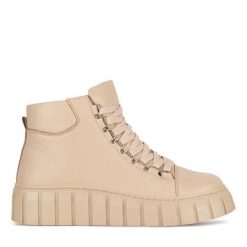 Trzewiki Sergio Bardi. Brązowe botki damskie Sergio Bardi, bez wzorów, bez obcasa, na koturnie, bez zapięcia. Za 174.99 zł.