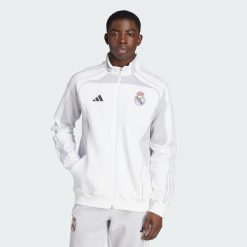 Bluza dresowa Real Madrid UBP Doubleknit. Białe bluzy męskie Adidas, l, bez wzorów, z dresówki, sportowe, bez ramiączek, bez kaptura. Za 362.00 zł.