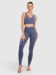 4F Legginsy do jogi i pilatesu bezszwowe damskie - granatowe XS/S. Niebieskie legginsy damskie 4F, l, bez wzorów, z materiału, z podwyższonym stanem, na jogę i pilates. Za 149.99 zł.