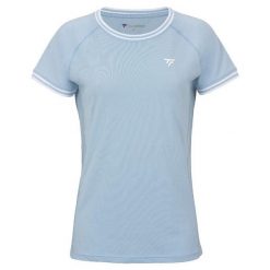 Damska koszulka tenisowa Tecnifibre Team Stretch Tee. Niebieskie bluzki damskie TECNIFIBRE, bez wzorów, sportowe, bez kołnierzyka, bez ramiączek. Za 139.99 zł.