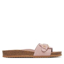 Klapki Tommy Hilfiger. Czerwone klapki damskie Tommy Hilfiger, bez wzorów, bez obcasa, bez zapięcia. Za 279.99 zł.