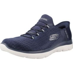 Buty Kobieta Skechers Slipins: Summits Classy Night niebieski. Niebieskie obuwie sportowe damskie Skechers, bez wzorów, bez zapięcia, trekkingowe, Skechers Sport. Za 357.25 zł.