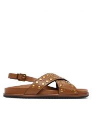 TWINSET Sandały 251TGT070 Brązowy. Brązowe sandały damskie Twinset, bez wzorów, ze skóry, bez obcasa, na płaskiej podeszwie, bez zapięcia. Za 689.99 zł.