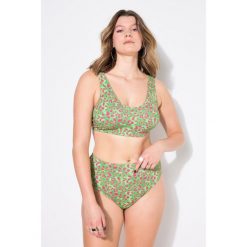 Damski Top od bikini miękkie miseczki wzór w panterkę. Zielone bikini Ulla Popken, bez wzorów, z elastanu. Za 143.99 zł.