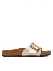 Birkenstock Klapki Catalina Cushion Buckle 1029393 Écru. Klapki damskie Birkenstock, bez wzorów, ze skóry, bez obcasa, bez zapięcia. Za 409.99 zł.