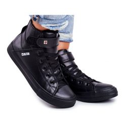 Trampki Damskie Big Star Ocieplane Czarne V274542FW. Czarne trampki i tenisówki damskie bez wzorów, bez zapięcia. Za 237.59 zł.