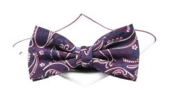 Mucha Granatowo-Czerwona z Białą Poszetką, Orientalny Wzór, Elegancka, Męska -CHATTIER. Czerwone krawaty i muchy Chattier, bez wzorów, z poliesteru, eleganckie. Za 59.00 zł.