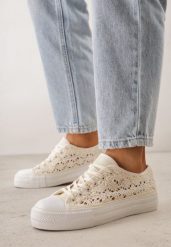 Jasnobeżowe Ażurowe Trampki Przed Kostkę Russi. Brązowe trampki i tenisówki damskie Born2be, w ażurowe wzory, z jeansu, przed kostkę, bez zapięcia. Za 89.99 zł.