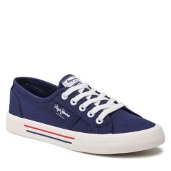 Tenisówki Pepe Jeans. Niebieskie trampki i tenisówki damskie Pepe Jeans, bez wzorów, z jeansu, bez zapięcia. Za 159.99 zł.