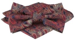 Mucha Męska z Poszetką w Zestawie - Alties - Odcienie Czerwieni, Paisley. Czerwone krawaty i muchy Alties, bez wzorów, eleganckie. Za 65.00 zł.