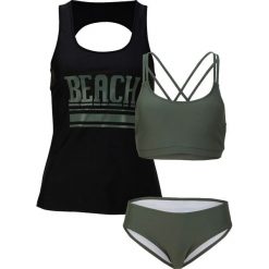 Tankini + biustonosz bikini (3 części). Czarne stroje kąpielowe damskie bonprix, bez wzorów. Za 144.99 zł.