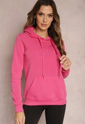 Różowa Ocieplana Bluza z Haftem i Kapturem Ieliana. Czerwone bluzy damskie Renee, l, bez wzorów, z dzianiny, casualowe, bez ramiączek, z kapturem. Za 79.99 zł.