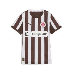 Damska koszulka domowa FC St. Pauli 25/26 PUMA Espresso Brown White. Białe bluzki damskie Puma, xl, bez wzorów, sportowe, bez kołnierzyka, bez ramiączek. Za 399.00 zł.