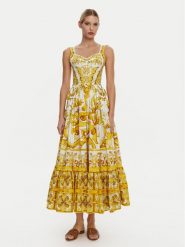Dolce&Gabbana Sukienka letnia F6AEIT HH5A1 Żółty Regular Fit. Żółte sukienki damskie Dolce&Gabbana, na lato, bez wzorów, z bawełny, bez kołnierzyka, bez ramiączek. Za 8,399.00 zł.