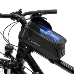 Torba na ramę rowerową z etui na telefon WOZINSKY. Czarne torby na ramię męskie Wozinsky, z materiału, na ramię. Za 119.60 zł.