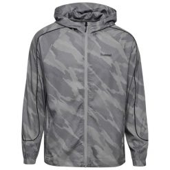 Kurtka z dresu Hummel AOP Hybrid. Szare kurtki męskie Hummel, l, bez wzorów, z dresówki, bez kaptura. Za 364.60 zł.