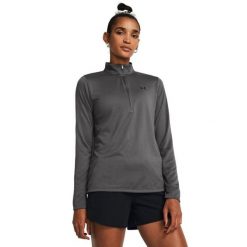 BLUZA DAMSKA SPORTOWA ROZPINANA UNDER ARMOUR Tech. Szare bluzy damskie Under Armour, uniwersalny, bez wzorów, z dresówki, biznesowe, bez ramiączek, bez kaptura. Za 227.40 zł.