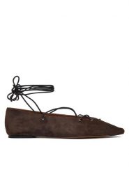 LAUREN RALPH LAUREN Baleriny Suede Lace-Up Pointed Ballet Flat 818P15775001 Brązowy. Brązowe balerinki damskie Lauren Ralph Lauren, bez wzorów, ze skóry, bez obcasa, bez zapięcia. Za 1,799.00 zł.