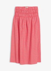 Spódnica maxi z elastycznej mieszanki bawełny. Czerwone spódnice damskie bonprix, bez wzorów, z bawełny, maxi, trapezowe. Za 54.99 zł.