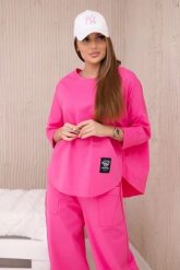Komplet new punto bluza + spodnie różowy. Czerwone bluzy damskie KESI, l, bez wzorów, z bawełny, biznesowe, bez ramiączek, bez kaptura. Za 347.13 zł.