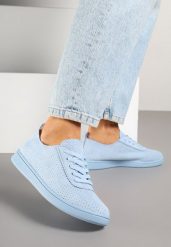 Jasnoniebieskie Tenisówki z Perforowaną Cholewką Ellivene. Niebieskie trampki i tenisówki damskie Renee, bez wzorów, z jeansu, bez zapięcia. Za 44.99 zł.