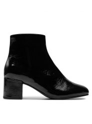 HÖGL Botki 8-134115 Czarny. Czarne botki damskie HÖGL, bez wzorów, z lakierowanej skóry, bez obcasa, na słupku, bez zapięcia. Za 639.99 zł.