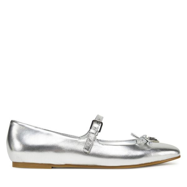 Baleriny Guess. Szare balerinki damskie Guess, z aplikacjami, bez obcasa, bez zapięcia. Za 289.99 zł.