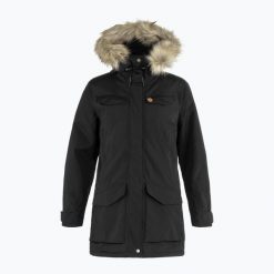 Kurtka puchowa damska Fjällräven Nuuk Parka. Czarne parki damskie Fjällräven, bez wzorów, z puchu, bez kaptura. W wyprzedaży za 2,132.00 zł.