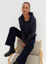 Bluza z kapturem i zamkiem, z czystej bawełny. Zielone bluzy damskie bonprix, bez wzorów, z bawełny, bez ramiączek, z kapturem. Za 114.99 zł.