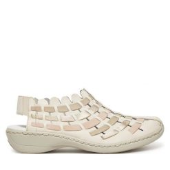 Sandały Rieker. Brązowe sandały damskie Rieker, bez wzorów, bez obcasa, na płaskiej podeszwie, bez zapięcia. Za 189.99 zł.