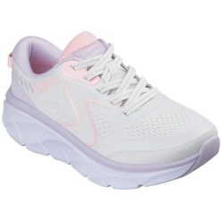 Adidasy Skechers D'lux Walker 2.0-act, Kobiety. Białe obuwie sportowe damskie Skechers, bez wzorów, ze skóry ekologicznej, bez zapięcia. Za 490.00 zł.