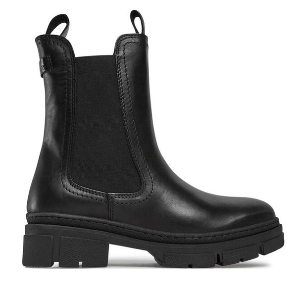 Sztyblety Tamaris. Czarne botki damskie Tamaris, bez wzorów, bez obcasa, na płaskiej podeszwie, bez zapięcia. Za 339.99 zł.