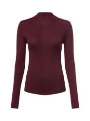 BOSS Sweter z dzianiny - Foliora Kobiety wełna ze strzyży czerwony|lila, M. Czerwone swetry nierozpinane damskie Boss, m, bez wzorów, z dzianiny, z asymetrycznym kołnierzem, bez ramiączek. Za 599.95 zł.