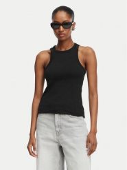 HUGO Top The Plain Tank 50515651 Czarny Slim Fit. Czarne topy damskie Hugo, xs, bez wzorów, z bawełny, bez kołnierzyka, bez ramiączek. Za 169.99 zł.