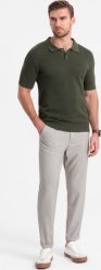 Ombre Spodnie męskie chino z gumką w pasie SLIM FIT - jasnoszare V1 OM-PACP-0157 XL. Szare eleganckie spodnie męskie Ombre, m, bez wzorów. Za 219.99 zł.