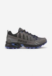 Szaro-Niebieskie Płaskie Buty Sportowe Sneakersy z Napisem i Paskami Taile. Szare buty sportowe męskie Born2be, bez wzorów, z jeansu, bez zapięcia. Za 99.99 zł.
