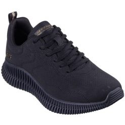 Buty sportowe damskie Skechers Bobs Geo How Marvelous. Czarne obuwie sportowe damskie Skechers, bez wzorów, ze skóry ekologicznej, bez zapięcia, trekkingowe, Skechers Sport. Za 390.00 zł.
