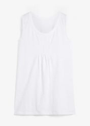 Długi top z dżerseju z czystej bawełny. Białe topy damskie bonprix, bez wzorów, z bawełny, eleganckie, bez kołnierzyka, bez ramiączek. Za 57.99 zł.