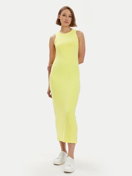 Tommy Hilfiger Sukienka letnia WW0WW38838 Żółty Slim Fit. Żółte sukienki damskie Tommy Hilfiger, na lato, xs, bez wzorów, z wiskozy, bez kołnierzyka, bez ramiączek. Za 339.99 zł.