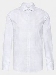 Calvin Klein Koszula K10K112303 Biały Fitted Fit. Białe koszule męskie Calvin Klein, m, bez wzorów, z syntetyku, bez kołnierzyka, bez ramiączek. Za 329.99 zł.