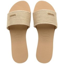 Klapki damskie Havaianas You Malta Metallic. Żółte klapki damskie Havaianas, bez wzorów, sportowe, bez obcasa, bez zapięcia. Za 97.99 zł.
