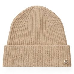 Czapka Tommy Hilfiger. Brązowe czapki damskie Tommy Hilfiger, na zimę, bez wzorów. Za 389.99 zł.
