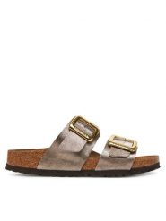 Birkenstock Klapki Sydney Cushion Buckle 1029372 Złoty. Żółte klapki damskie Birkenstock, bez wzorów, ze skóry, bez obcasa, bez zapięcia. Za 359.99 zł.