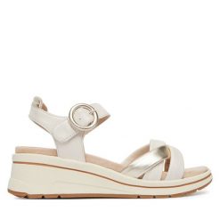 Sandały Caprice. Brązowe sandały damskie Caprice, bez wzorów, bez obcasa, na koturnie, bez zapięcia. Za 399.99 zł.