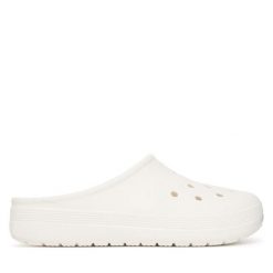 Klapki Crocs. Białe klapki damskie Crocs, bez wzorów, bez obcasa, bez zapięcia. Za 169.99 zł.