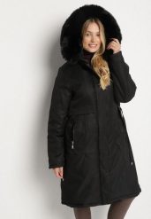 Czarna Klasyczna Kurtka Parka z Kapturem z Futerkiem Essoria. Czarne kurtki damskie Born2be, plus size, bez wzorów, z jeansu, plus size, z kapturem. Za 229.99 zł.