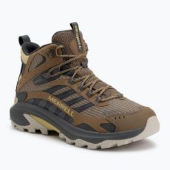 Buty turystyczne męskie Merrell Moab Speed 2 Mid GTX. Szare buty zimowe męskie Merrell, bez wzorów, bez obcasa, bez zapięcia. Za 689.99 zł.
