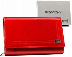 Portfel skórzany Rovicky CPR-001-BAR czerwony. Czerwone portfele damskie ROVICKY, ze skóry. Za 121.99 zł.