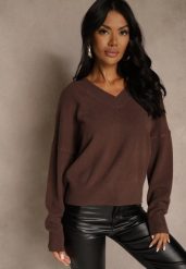 Brązowy Klasyczny Sweter z Wiskozą i Kaszmirem Marirra. Brązowe swetry nierozpinane damskie Renee, bez wzorów, z jeansu, biznesowe, bez kołnierzyka, bez ramiączek. Za 109.99 zł.